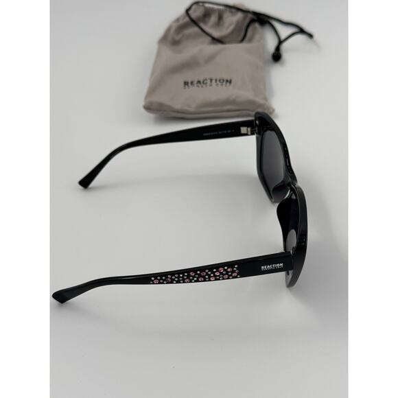 Kenneth Cole Reaction Black Cat Eye Sunglasses with Pink Crystal Detailing - Picture 4 of 5